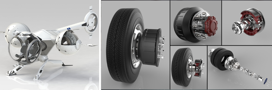 Prototype of a bubble drone and wheel system by Cad Crowd product engineers