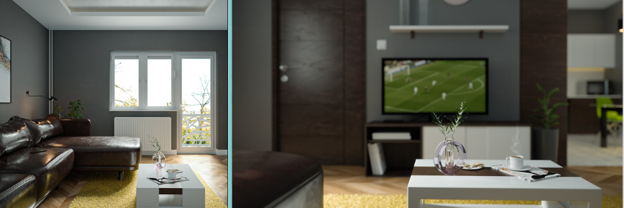 Interior visualization of an apartment living room by Cad Crowd design experts