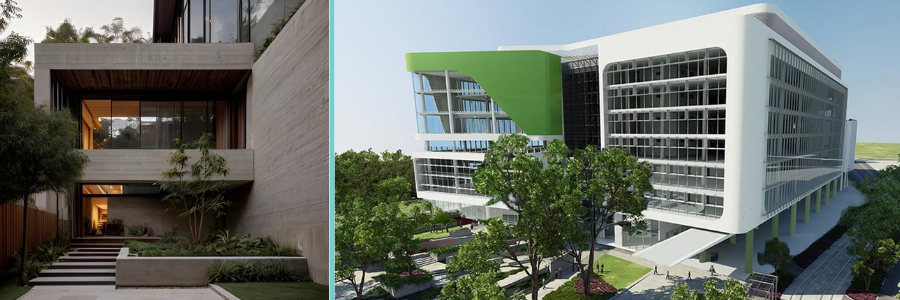 Architectural design of a luxury home and childrens hospital by Cad Crowd freelance designers