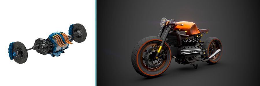 Cad Crowd Maya 3D modeling of an electrical vehicle and motorbike
