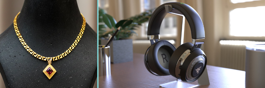 3D product design of a luxury necklace and headphones by Cad Crowd design experts