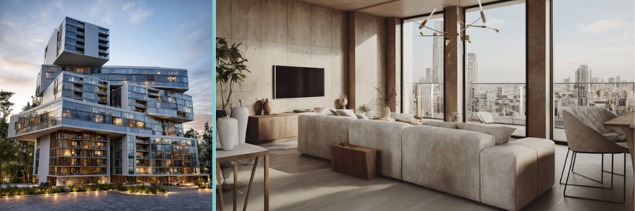 3D rendering examples of a modern building and apartment by Cad Crowd freelance architectural design experts