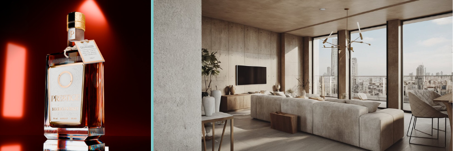 3D visulization of a liquor product and interior design of an apartment by Cad Crowd rendering freelance experts