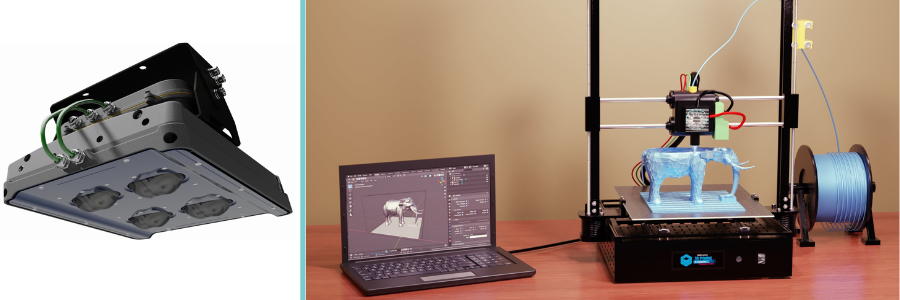 Product and hardware design of an LED lamp and 3D printer by Cad Crowd design freelancers