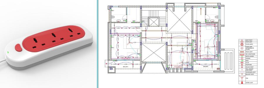 electrical design of a regulated power socket and electrical plan by Cad Crowd electrical engineers