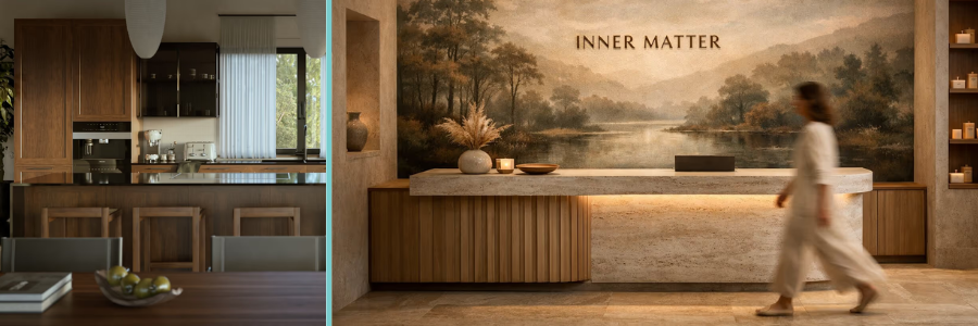 3D virtual tour of a kitchen and spa lounge by Cad Crowd virtual reality design experts