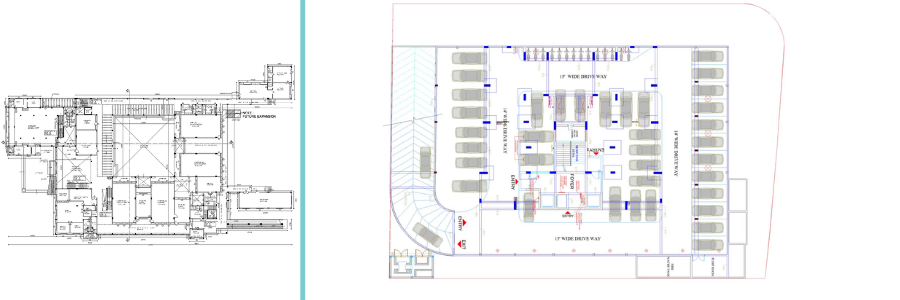 As-built drawing of a building and parking driveway by Cad Crowd drafting design experts | Cad Crowd As-built drawing of a building and parking driveway by Cad Crowd drafting design experts