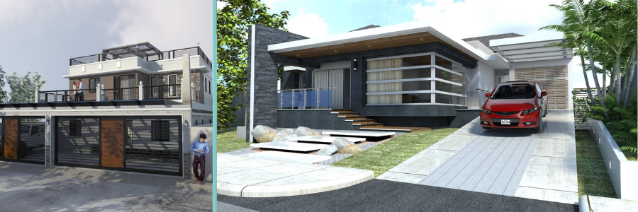 Exterior rendering of residential buildings by Cad Crowd design experts