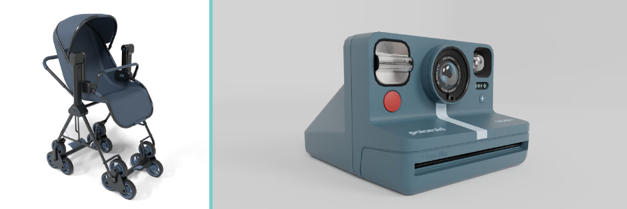 Product design of a stroller with adjustble height and polaroid camera by Cad Crowd product designers and experts
