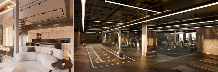 Virtual staging of a luxury home and gym space by Cad Crowd freelance design experts