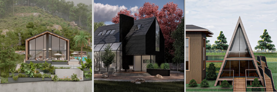 Home designs and luxurious modern a-frame homes by Cad Crowd architects and freelance experts