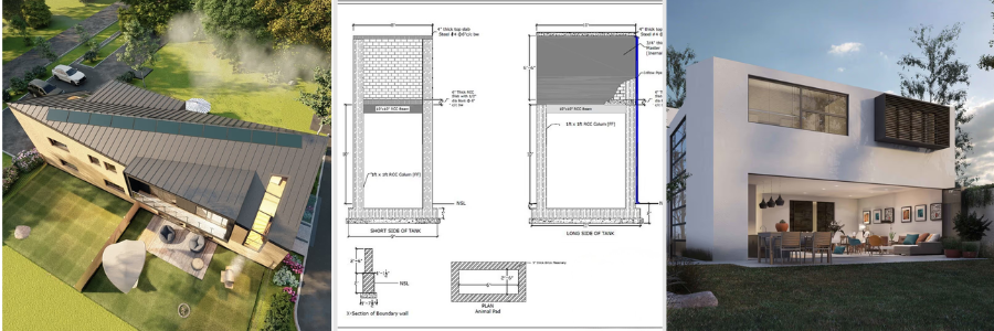 construction design and 3D rendering of modern homes by Cad Crowd architectural design experts