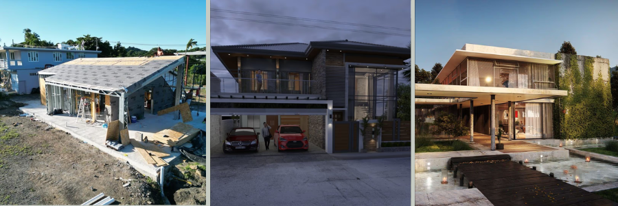 structural design of an in progress home and two modern villas and residential homes by Cad Crowd design engineers