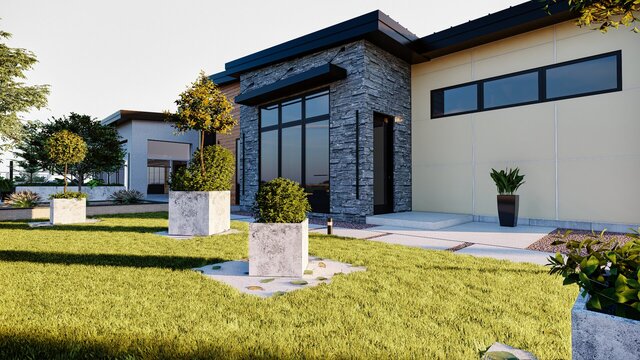 I offer SketchUp design for photorealistic exterior renderings & facade designs image 2