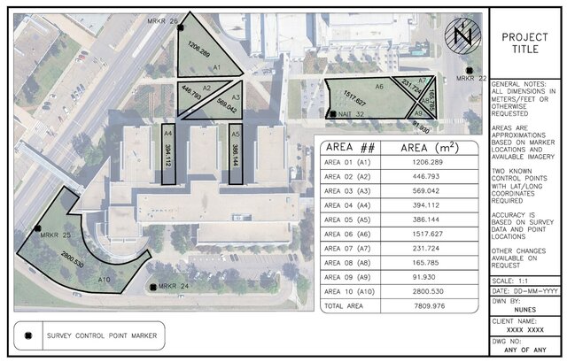 I will design a 2D area summary for site planning from survey data