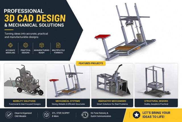 I will create high-quality 3D product renders and CAD designs for your project image 1