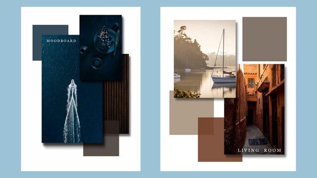 I create interior moodboard designs for residential, commercial and marine projects
