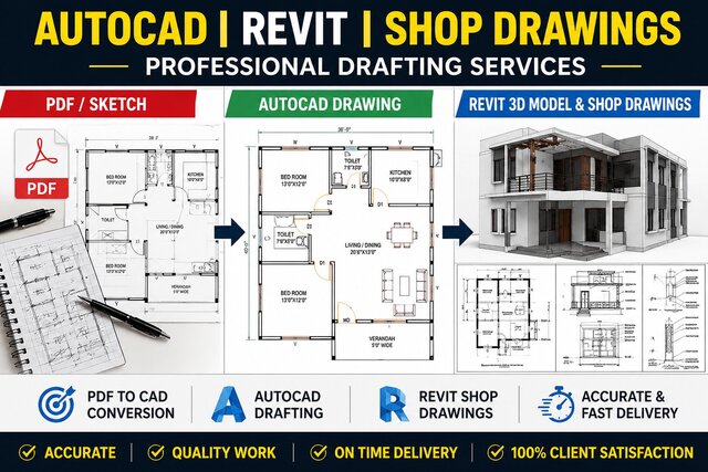 I will create professional AutoCAD drawings and Revit shop drawings