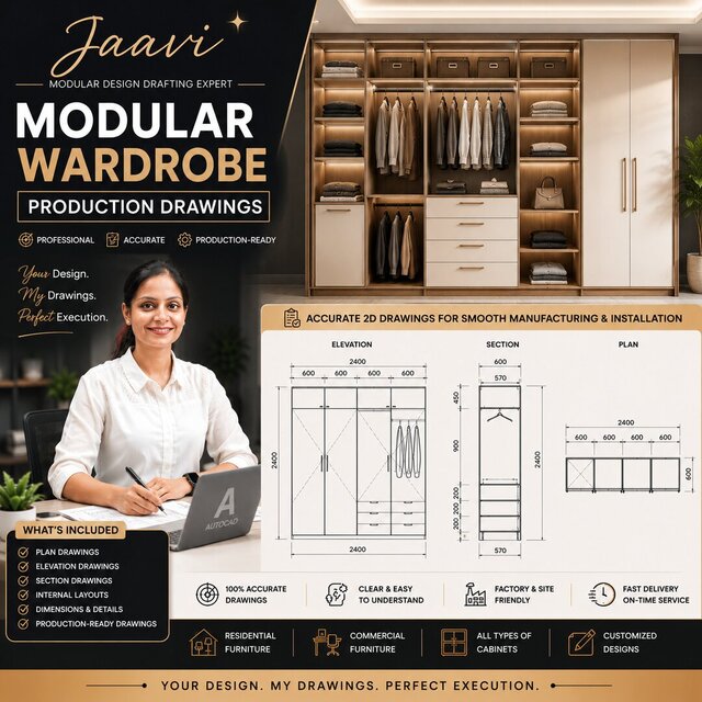 I will create professional AutoCAD 2D furniture production drawings