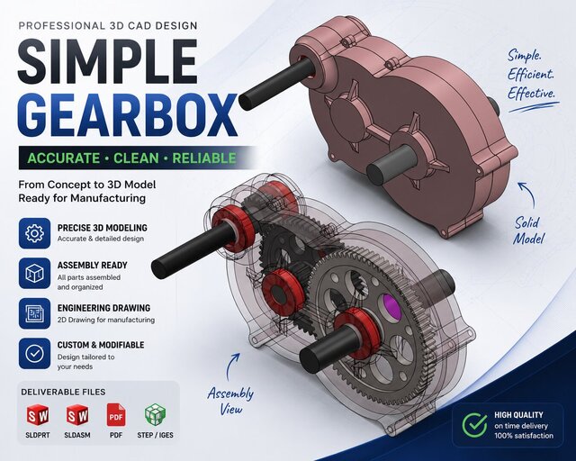 I will create professional 3D CAD models and mechanical designs in SolidWorks image 1