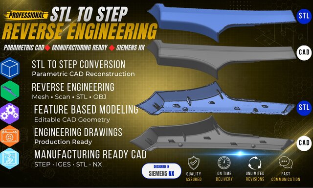 I offer STL to STEP & reverse engineering services