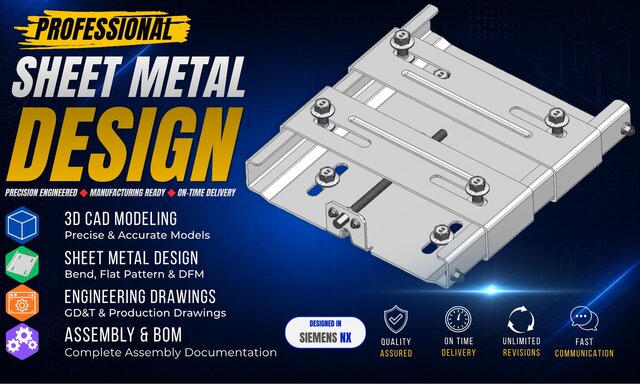 I offer sheet metal design, flat pattern & manufacturing drawings