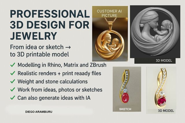 I will create 3d jewelry designs