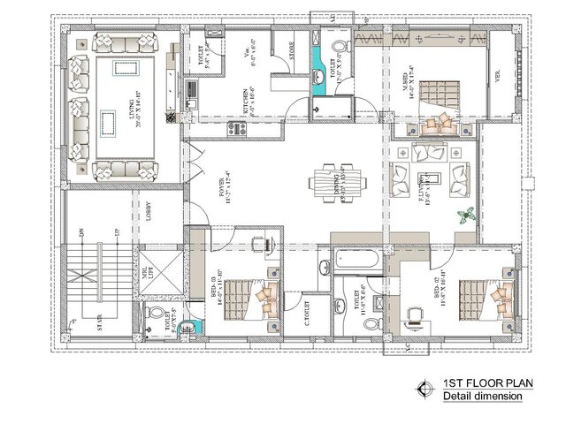 I will draw architectural drawing, floor plan, sections, elevations image 3
