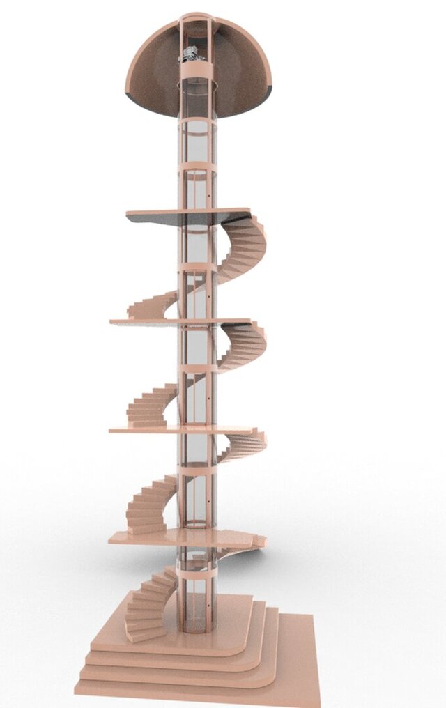 I will design custom circular panoramic glass elevators for luxury villas