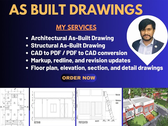 I will create an as-built drawing from point cloud, sketch, markup, or field measurements image 1