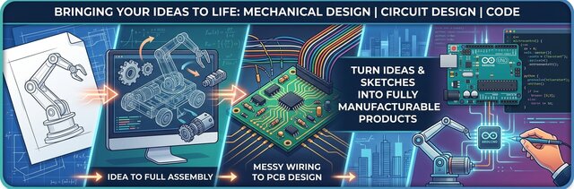 I offer full product development for software electronics and mechanical parts