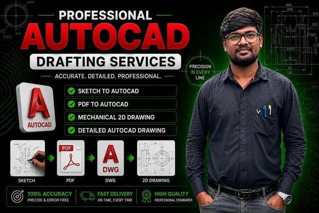 I offer AutoCAD mechanical 2D drawing & drafting services