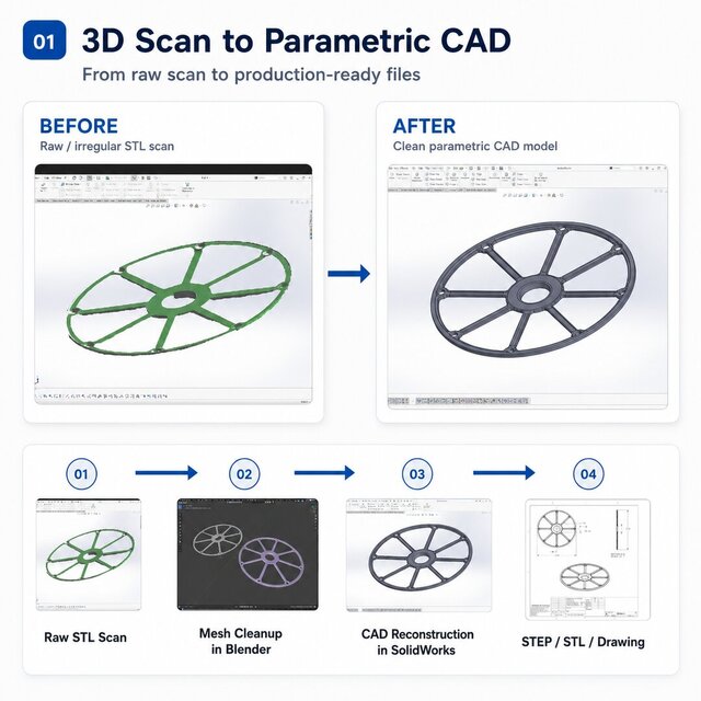 I will convert your 3D scan or STL into clean parametric CAD image 13