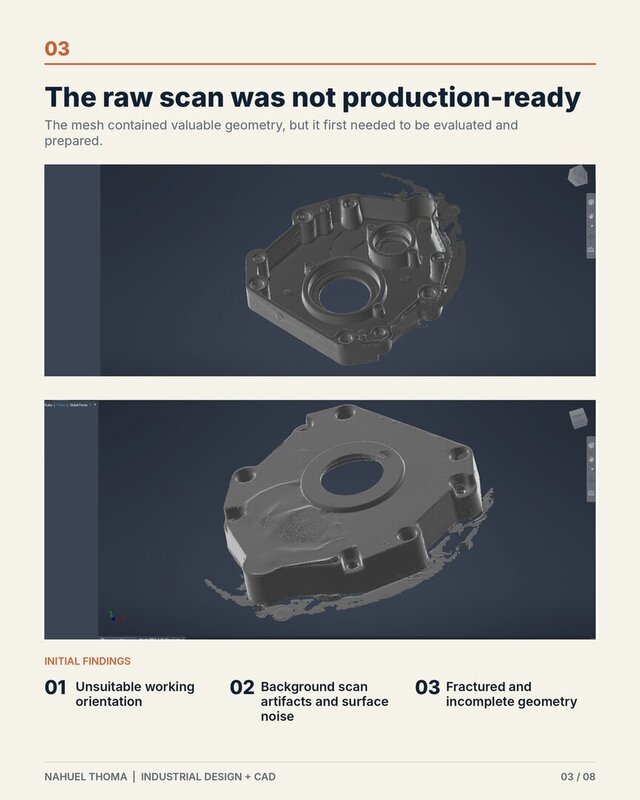 I will convert your 3D scan or STL into clean parametric CAD image 3