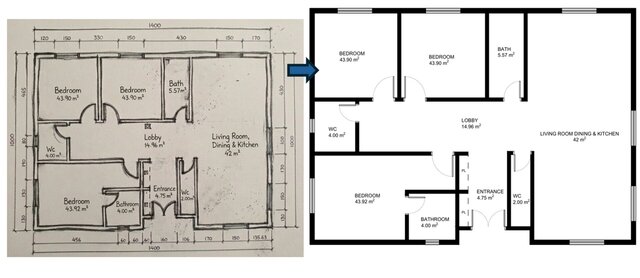 I will convert your hand-drawn sketches / PDF files AutoCAD 2D floor plans image 2