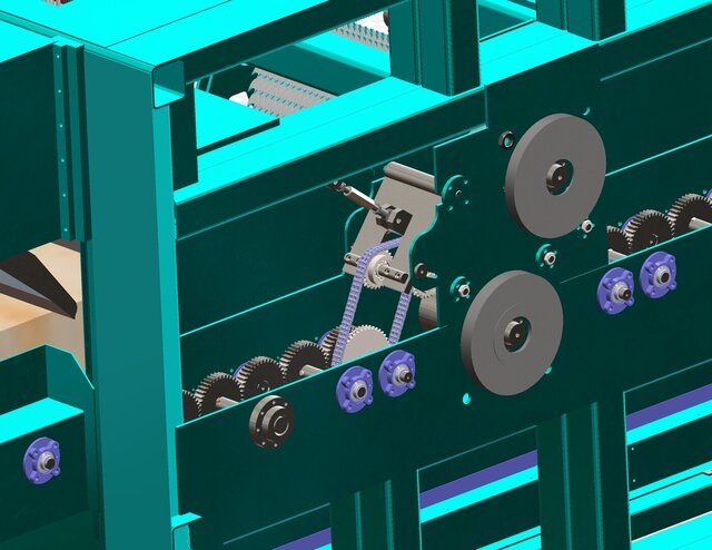 I offer complete CAD and fabrication drawings for heavy-duty double-arbor multi-rip saw machine image 7