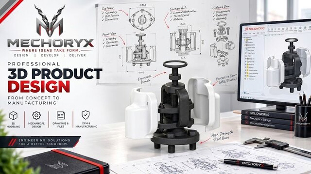 I will create product design and mechanical 3D Cad in SolidWorks