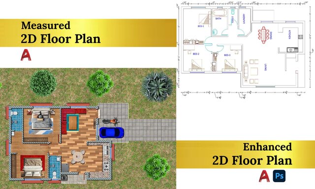 I will create detailed and colored 2d floor plans with AutoCAD image 3