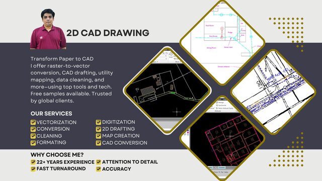 I will draw, trace, digitize 2D architectural plan to CAD map from raster, image, or paper image 1