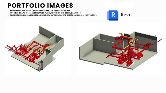 I design mechanical room & piping layout for HVAC and plumbing systems image 11