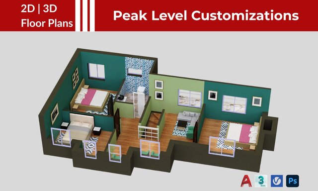 I will create accurate 3D floor plans from 2D CAD drawings image 3