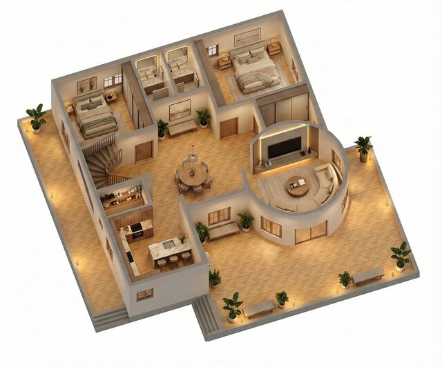 I will create 2D building plans and 3D models for architectural projects