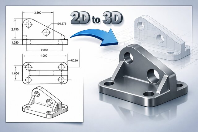 I offer 2D drawing to 3D model conversion with SolidWorks